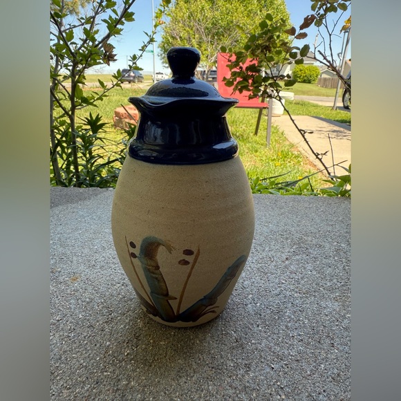 Handcrafted Ceramic Vase and two small cups with Blue Accents - Picture 2 of 16